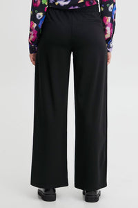 ICHI Kate Wide Legged Jersey Long Trousers - Black