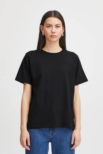 ICHI Palmer Cotton Tee - Black