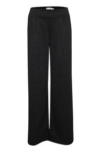 ICHI Kate Wide Legged Lurex Sparkle Trousers - Black