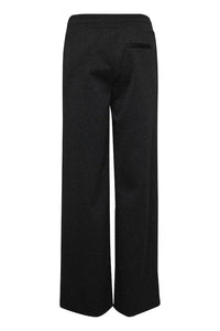 ICHI Kate Wide Legged Lurex Sparkle Trousers - Black