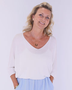 Erin Fine Knit V Neck Jumper - White
