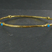Load image into Gallery viewer, Semi Precious Stone Gold Plated Bangle - Turquoise