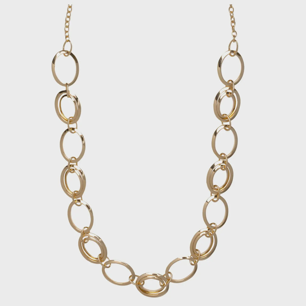 Geo Geometric Long Necklace - Silver Rhodium Plated