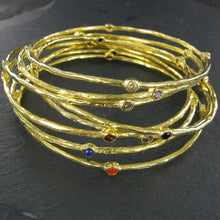 Load image into Gallery viewer, Semi Precious Stone Gold Plated Bangle - Lapis Lazuli