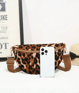 Amara Leopard Print Canvas Bum Bag - Brown