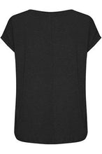 Load image into Gallery viewer, ICHI Rebel Metallic Detail V Neck Tee - Black