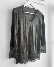 Load image into Gallery viewer, Cressida Long Sleeve Lace Detail Top - Charcoal