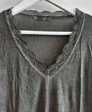 Load image into Gallery viewer, Cressida Long Sleeve Lace Detail Top - Charcoal