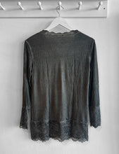 Load image into Gallery viewer, Cressida Long Sleeve Lace Detail Top - Charcoal