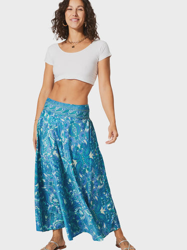 Harmonia Paisley Print Long Skirt - Blue