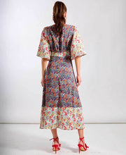Load image into Gallery viewer, Sienna Contrast Floral Angel Sleeve Midi Dress