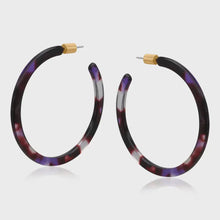Load image into Gallery viewer, Livia Large Resin Hoop Earrings - Blue &amp; Black