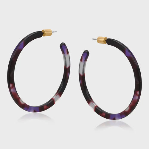 Livia Large Resin Hoop Earrings - Blue & Black