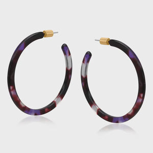 Livia Large Resin Hoop Earrings - Blue & Black