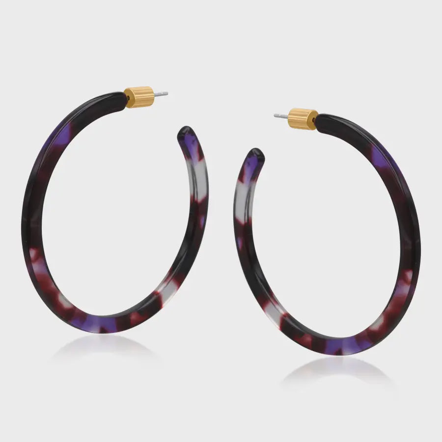 Livia Large Resin Hoop Earrings - Blue & Black