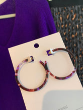 Load image into Gallery viewer, Livia Large Resin Hoop Earrings - Blue &amp; Black