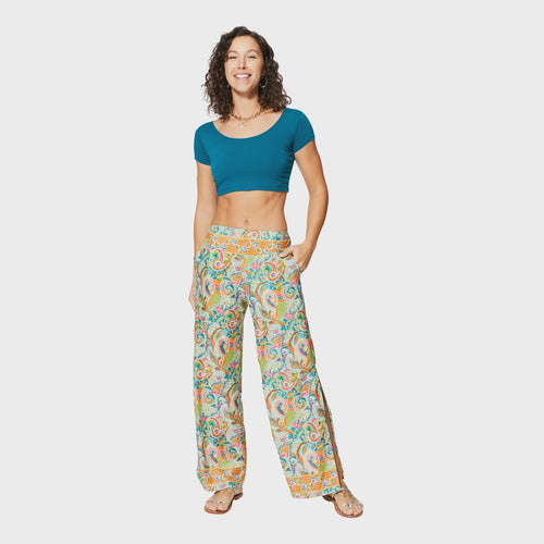 Orphelia Paisley Print Wide Leg Long Trousers