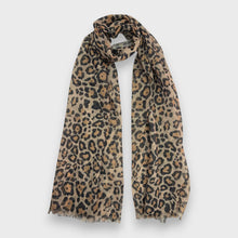 Load image into Gallery viewer, Leopard Print Cotton Blend Scarf - Tan &amp; Black