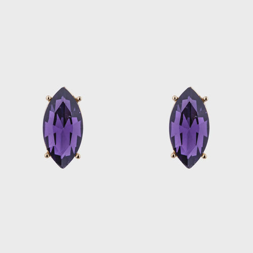 Iris Crystal Stud Earrings - Gold & Amethyst