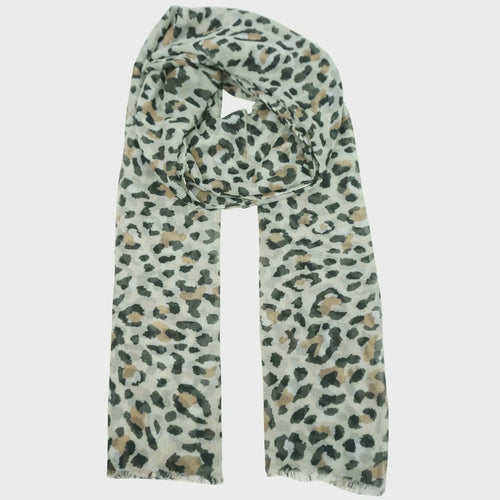 Leopard Print Scarf - Black & Camel