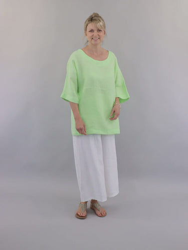 Chiara Linen Tunic Top - Spearmint