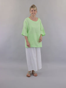 Chiara Linen Tunic Top - Spearmint