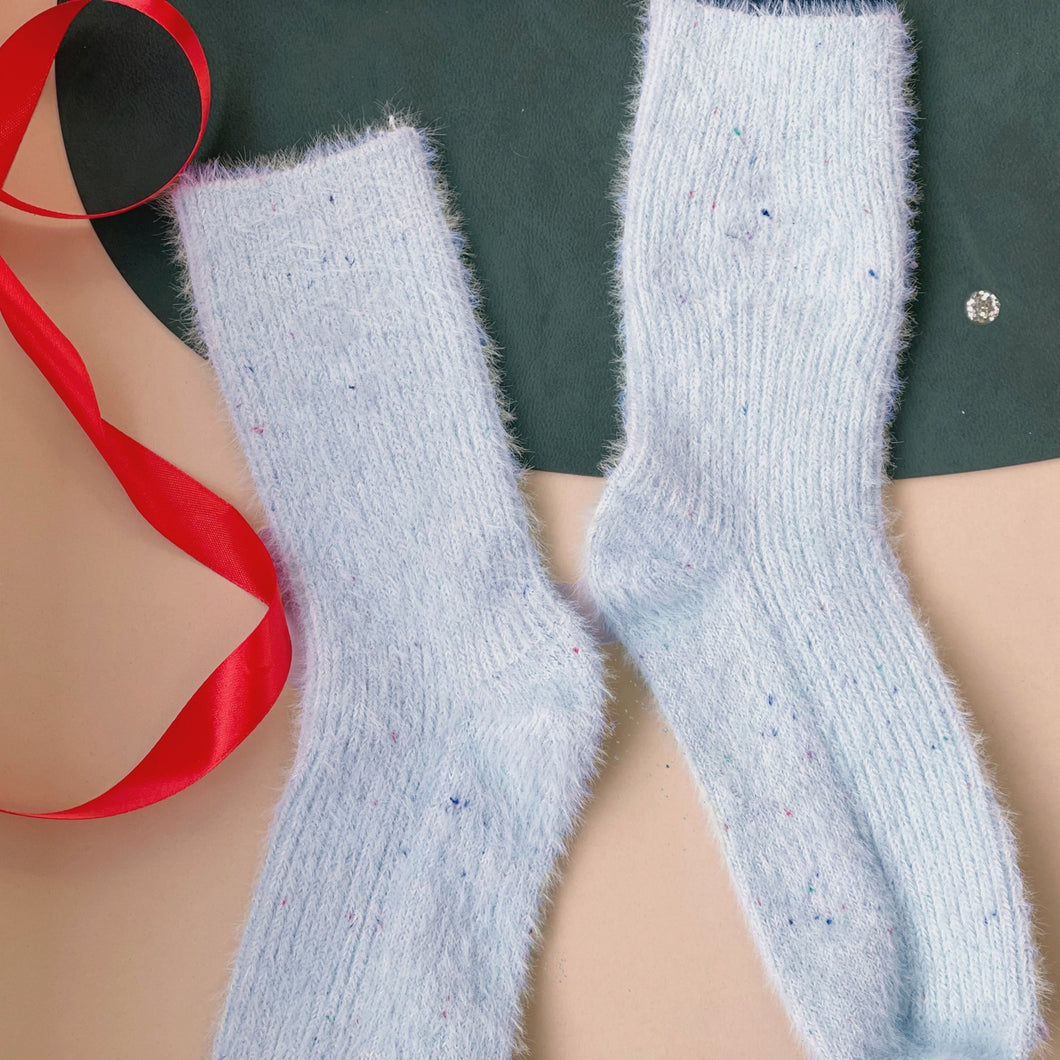 Fluffy Sprinkles Cosy Cotton Blend Socks - Blue Confetti