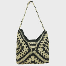 Load image into Gallery viewer, Madeleine Crochet Straw Shoulder Bag - Black
