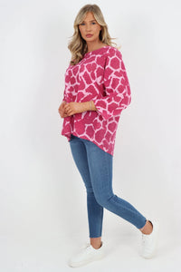 Amara Animal Print Cotton Top - Fuchsia