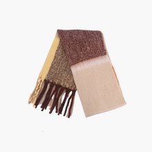 Load image into Gallery viewer, Yara Square Colour Block Blanket Scarf - Brown &amp; Orange