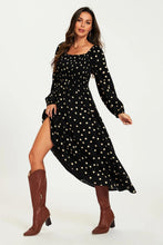 Load image into Gallery viewer, Katie Polka Dot Square Neck Maxi Dress - Black &amp; Ivory