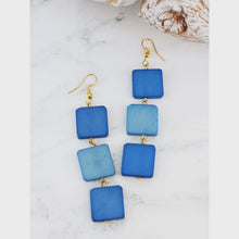 Load image into Gallery viewer, Square Pendant Drop Earrings - Blue