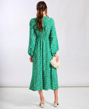 Load image into Gallery viewer, Norah Spot Print Midi Dress - Green &amp; White