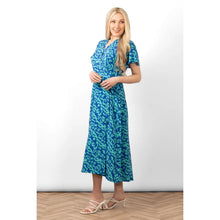 Load image into Gallery viewer, Amara Animal Print Wrap Dress - Blue