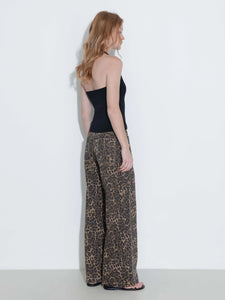 CUBIC Leopard Wide Leg Denim Jeans - Sienna Brown