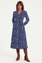 Load image into Gallery viewer, Myla Abstract Print Long Sleeve Midi Dress - Navy &amp; White