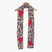 Load image into Gallery viewer, Wylda Tan Leopard &amp; Red Hearts Heavyweight Scarf