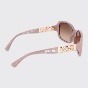 Millie Mae Fifi Sunglasses - Pink & Rose Gold Chain