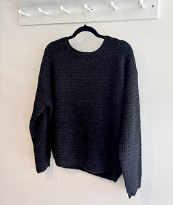 Red Button Fluffy Ajour Jumper - Black