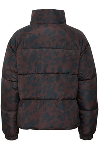 ICHI Frigg Leopard Puffer Jacket - Chocolate Torte