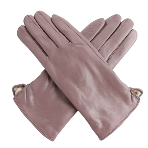 Lexie Vegan Leather Lined Gloves - Taupe