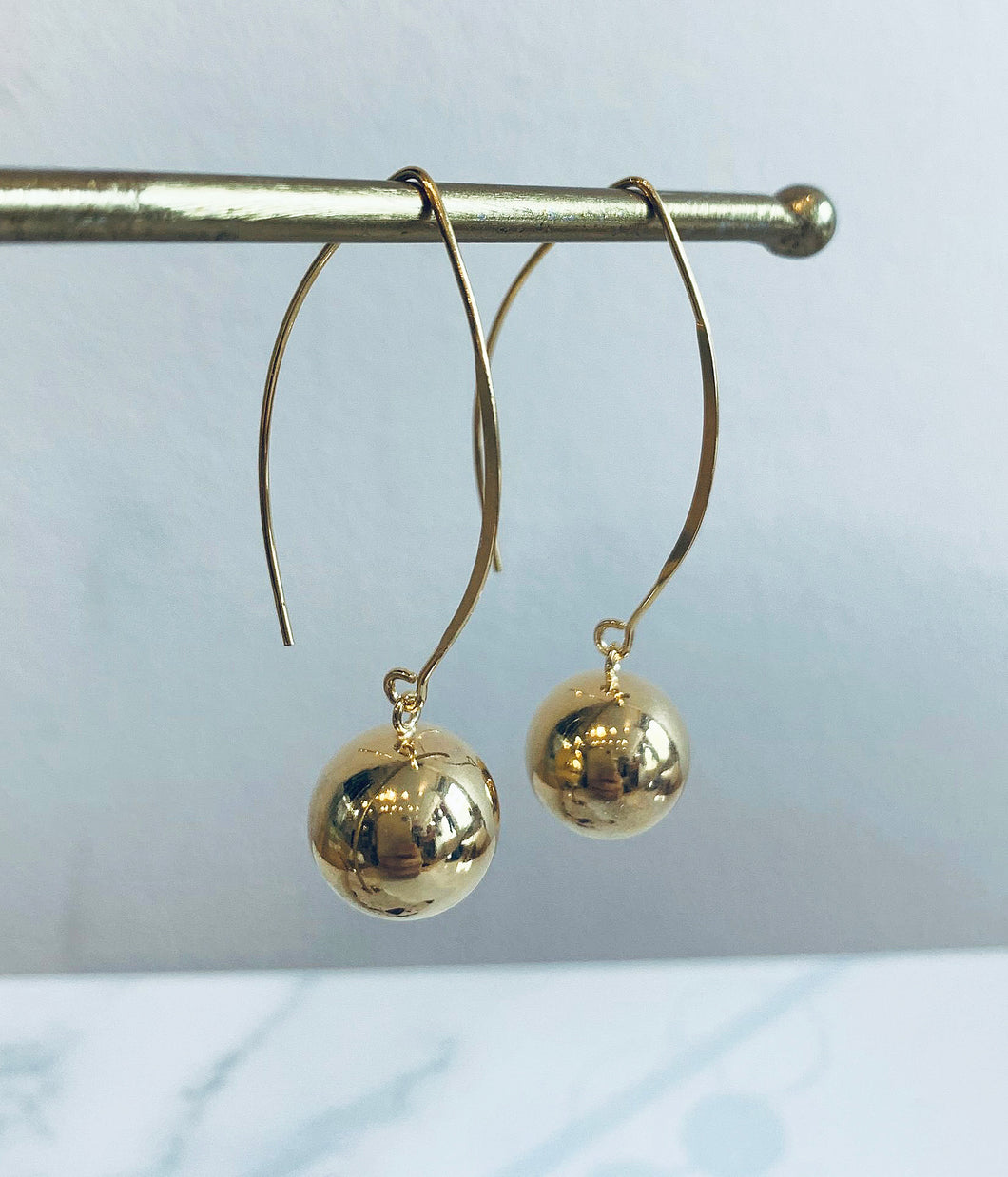 Gold Plated Ball Hook Earrings