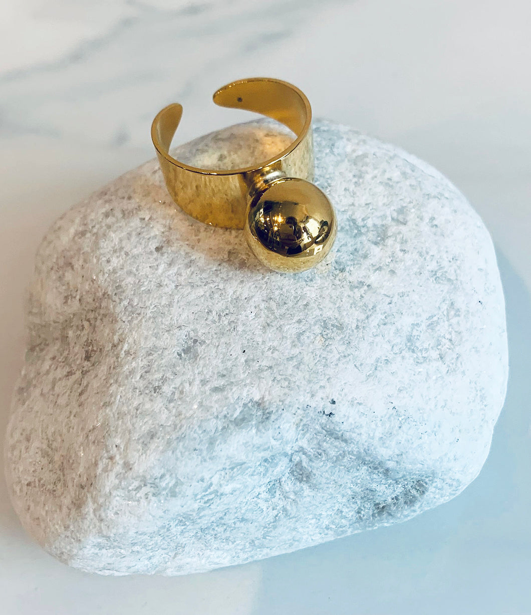 Gold Plated Large Bead Ring