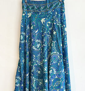 Harmonia Paisley Print Long Skirt - Blue