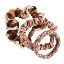 Load image into Gallery viewer, Animal Print Hair Scrunchies Set - Brown