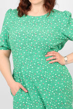 Load image into Gallery viewer, Carys Star &amp; Dot Puff Sleeve Midi Dress - Green