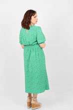 Load image into Gallery viewer, Carys Star &amp; Dot Puff Sleeve Midi Dress - Green