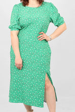 Load image into Gallery viewer, Carys Star &amp; Dot Puff Sleeve Midi Dress - Green