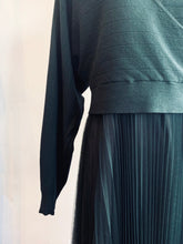Load image into Gallery viewer, Isobel 2-in-1 Layered Wool Blend &amp; Pleated Dress  - Dark Green