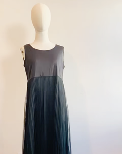 Isobel 2-in-1 Layered Wool Blend & Pleated Dress  - Dark Green